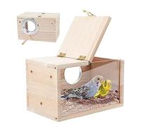 Wooden Parakeet Nesting Box Acrylic Transparent Bird Cage House Bird Nest Breeding Box for Parrot Cockatiel Canary Finch (Medium)