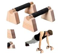 Wooden Parallettes Bars, 2 PCS Solid Wood Push Up Bars Calisthenics Equipment with NonSlip Base, Pushup Handles for Strength Training and Home Workout (20CM)