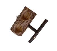 Wooden Parrot Feeding Stand, Bird Perch with Feeder, Double Slot Food Dispenser Station, 5.91 x 5.51 x 2.56 inch Claw Grinding Stand for Indoor and Small Pet Birds