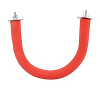 Wooden Parrot Perch Stand Rack with Rough Surface, Natural Quartz Sand, Blue and Red, 12x16cm - Safe Nail and Beak Trimming, Easy Cage Attachment (Red)