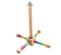 Wooden Parrot Rotating Windmill Toy with Sisal Climbing Stick for Pets