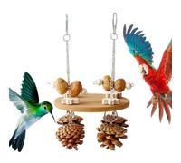 Wooden Parrot Swing, Funny Activity Chew Perch, Hanging with Bell Pendant, Entertaining Climbing Ladder Toy Set, Cage Accessory with Bright Style, Pet Products for Budgerigar Canary Sturdy Materials