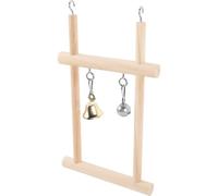 Wooden Parrot Swing Stand with Bell for Small Birds and Pets | Attracts Attention, Creates a Happy Atmosphere, Increases Curiosity, Beautiful Delicate Finish Random Style