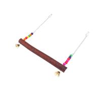 Wooden Parrot Swing Toy with Little Bells Hanging Bridge | Natural Wood Build, Random Bead Colours, for Parrots and Birds, Explore and Adventuring Use Random Color