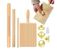 Wooden Pasta Making Set - Rolling Dough Board Baking Tools Collection, Includes 8X Dumpling Maker Ravioli Stamp | Comprehensive Pasta Supplies for Spaghetti Noodle Lasagnette, Homemade