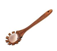 Wooden Pasta Spoon - 12.6 Inch Slotted Spon for Serving Spaghetti, Long Handle Wood Fork Noodle Spoons for Cooking, Stirring | Pasta Strainer Ladle for Kitchen Housewarming Birthday Gift