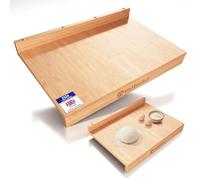Wooden Pastry Board, Cutting Board with Counter Edge, Reversible Kneading Board for Rolling Dough Bread, Chopping Board with Lip 61X40cm (Log)