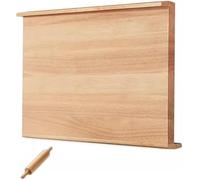 Wooden Pastry Board with Rolling Pin, Reversible Kneading Board, Chopping Board with Juice Groove for Pastry, Vegetables, Cheese & Meat