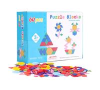 Wooden Pattern Blocks for Kids,Geometric Shape Puzzle Fun Tangram | Puzzle Blocks Toy for Kids 3+, Educational Activities to Build Fine Motor Skills