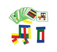 Wooden Pattern Blocks - Geometric Shapes Block for Kids | Learning Toy with Pattern Cards, Colorful Sturdy Wood, Creative Building, Early Math and Preschool Skill Development