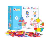 Wooden Pattern Blocks | Preschool Educational Geometric Puzzle Tangram Toy,Puzzle Blocks Toy for Kids 3+, Educational Activities to Build Fine Motor Skills