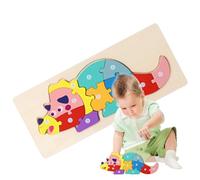 Wooden Pattern Blocks - Wood 30x12.7x0.5cm Dinosaur Preschool Puzzle | Colorful Educational Toy For 2-5 Year Olds, Ideal For STEM Learning, Preschool, And Early Intelligence Development