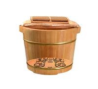 Wooden Pedicure Foot Soaker, Foot Spa with Foot Massager Roller, Wooden Foot Stress Relief Bath with Lid, Basin to Soothe and Comfortable Feet for Office in