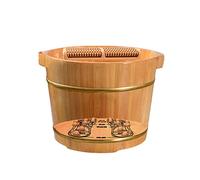 Wooden Pedicure Foot Soaker, Foot Spa with Foot Massager Roller, Wooden Foot Stress Relief Bath with Lid, Basin to Soothe and Comfortable Feet for Office in