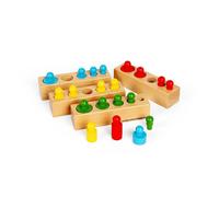 Bigjigs Toys Wooden Peg Blocks - 24 Piece Size & Shape Sorter, Sustainably Made Montessori Toy, Early Learning Resources For Children, 2+ Years