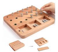 Wooden Peg board for Occupational Therapy with 3 Sizes of Pegs and Holes, Wood Pegboard for Finger Dexterity, Hands Therapy Peg Board to Improve Finger Motor Skills and Hand-Eye Coordination, 18 Holes