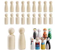 Wooden Peg Dolls 90mm, 20 Pcs Large Wooden Dolls Plain Blank Peg Dolls Plain Doll Bodies for DIY Craft and Decoration Parties