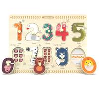 Wooden Peg Puzzle for Toddlers - Learn Numbers 1 to 10 with Matching Shapes & Colours - Educational Counting Toy for 1 2 3 Year Old Boys & Girls