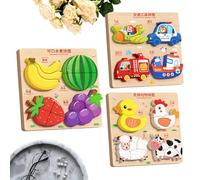 Wooden Peg Puzzles | Farm Animal Educational Learning Toy - Wooden Children Puzzles,for 4-6 Years Old Vehicle Plane Activities Travel Preschool Birthday Holiday Parties