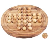 Wooden Peg Solitaire Game Size L - Classic Logic Board Game with 33 Wooden Balls for 1 Player, Ages 6+ 350470