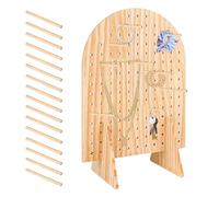 Wooden Pegboard Display Stand, Wood Jewelry Organizer Rack, Pegboard Accessories Rack Tabletop Display Stand For Selling Home Keychains Necklaces