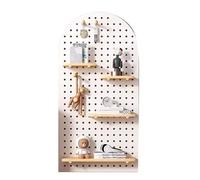 Wooden Pegboard Organizer Kit - Wall Mount Display System for Home, Office & Garage, Versatile Tool Storage Solution
