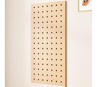 Wooden Pegboard Organizer Kit - Wall-Mounted DIY Display Panel for Garage & Craft Room, Tool Storage Solution, 60x120cm, Natural Wood Color, Perfect for Home Organization.