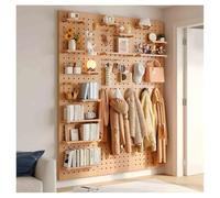 Wooden Pegboard Organizer - Thick Panel for Efficient Storage in Home, Office, and Gaming Setups