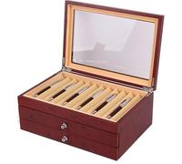 Wooden Pen Display Box,Pen Collection Display Case With Drawer & Glass Window,Large Organizer Box Wood Storage Collection For Man Father Boyfriend Husband (3 Layers-34 Slots)