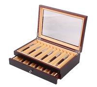Wooden Pen Display Case with Glass Window & Drawer, Large Capacity Organiser Box for 12-78 Pens, Luxury Gift for Men, Fathers, Boyfriends, Collectors