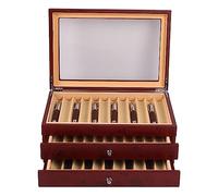 Wooden Pen Display Case with Glass Window & Drawer, Large Capacity Organiser Box for 12-78 Pens, Luxury Gift for Men, Fathers, Boyfriends, Collectors