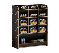 Wooden Pen Holder Storage Box, Multifunctional Desk Organiser Desk Tidy Pen Holder for Home, Office and School (Black)