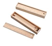 Wooden Pencil Box 2 Set with Sliding Drawer Large Capacity Organizer