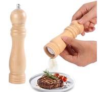 Wooden Pepper Grinder,8 inch Wooden Salt Pepper Mill Salt Pepper Grinder Adjustable Coarseness Pepper Mill Refillable Manual Salt Grinder for Kitchen Picnics