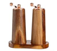 Wooden Pepper Mill Set Hand Cranked Salt Grinder with Ceramic Core Adjustable Grind Size for Home Cooking 15cm Acacia Spice Mill(Double)