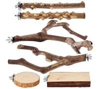 Wooden Perch Set - Advanced 6 Piece Non-Slip Climbing Toys, Natural Perch Stand | Macaw Cockatiel Inseparable Finch With