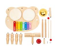 Wooden Percussion Children - Portable Drum Kit with Accessories, Playful Learning, Robust Design, Versatile, Stimulates Musical Understanding, Handy Size, Suitable Christmas Gift