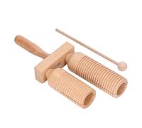 Wooden Percussion Guiro for Kids, Early Education Musical Instrument, Double Cylinder Guiro with Scraper, Suitable for Kids Above 1 Year Old