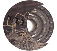 Wooden Perpetual Calendar, 2021 Round Wall Mounted Calendar Study Desk Calendar Handicraft Decoration Wooden Crafts for Business Occasions Living Room Offices (D)