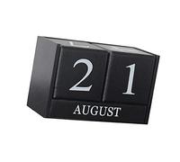 Wooden Perpetual Calendar Desktop Block Wood Calendar for Home OFfice Black