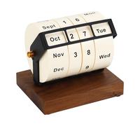 Wooden Perpetual Calendar for Office Desk Decor, Rotary Perpetual Desk Calendar, Countdown Desktop Calendar for Office School (Wood)