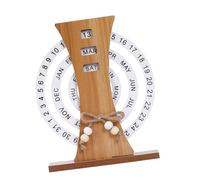 Wooden Perpetual Calendar Handmade Moon Desk Decor, Adjustable Date and Week Display for Home and Office