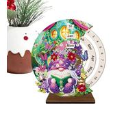 Wooden Perpetual Calendar Kit - 3D Rhinestone Desk Calendar Kit Decorative Block | Desk Stand, Table Decorations for Shelf, Hotel Apartment Bedroom School