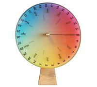 Wooden Perpetual Calendar, Manual Rotating Desk Calendar with Month W ay Date Display, 3-Layer Acrylic and Solid Wood Base for Home or Office Decor