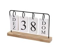 Wooden Perpetual Calendar - Metal Display | Desk Date Stand