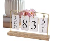 Wooden Perpetual Calendar Metal Standing Desk Calendar Modern Decor