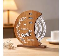 Wooden Perpetual Calendar - Rotating Date Display for Home Office | Spin the rings to mark any day on this warm wood frame; a calm ornament that keeps plans in sight at home or work.