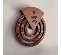 Wooden Perpetual Calendar, Rotating Wall Calendar, Decorative Pine Wood Date Display, Brown