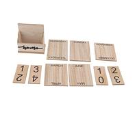 Wooden Perpetual Date Desk Calendar, Reusable Wood Block Calendar, Retro Manual Desktop Calendar with Hand - Painted Blocks for Office Home Decoration