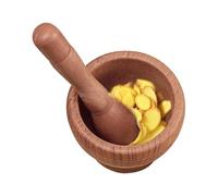 Wooden Pestle And Mortar Set 11.4x11.4x9.5cm Guacamole Bowls Garlic Masher With Lid Natural Bamboos Wood Garlic Press Ginger Crusher For Muddling And Grinding Spices, Brown